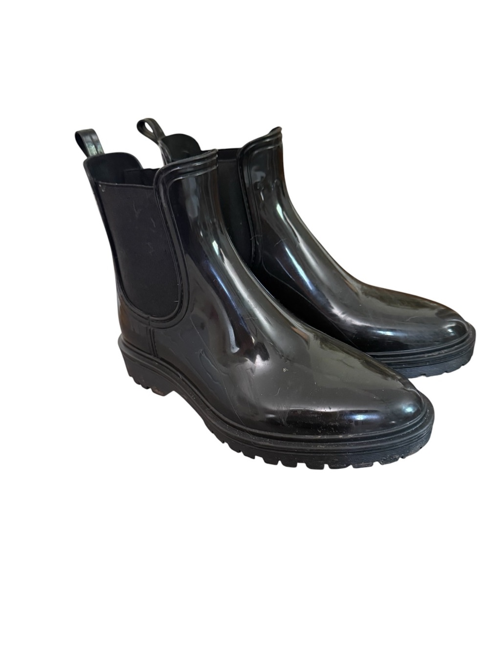 INC International Concepts Women's Black Gloss Chelsea Rain Boots - Picture 1 of 11